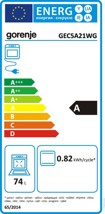 Energie-Label Gorenje Gore Herd GEC 5A21WG A wh