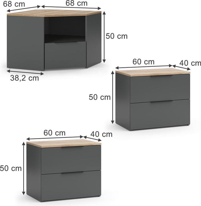 Immagine prodotto Vicco Wohnwand Wido, Anthrazit/Sonoma, 3 Teile (60 x 50 x 40 cm)