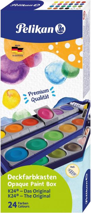 Pelikan Deckfarbkasten 735 K/24 (Grün, Weiss, Rosa, Violett, Orange, Grau, Braun, Schwarz, Türkis, Beige, Blau)