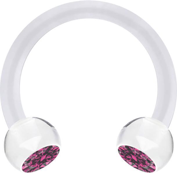 Immagine prodotto Star Piercing Micro Circular Barbell trasparente con due palline rosa cristallo (senza ottone, Materiale sintetico)