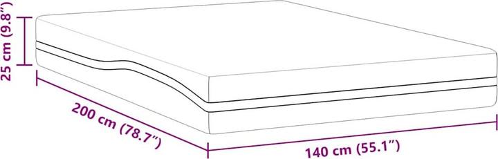 Produktbild vidaXL Memory Foam Matratze (Schaumstoffkern, 140 x 200 cm)