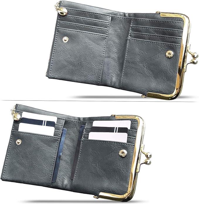 Actual product image Only-Bags.Store Solid colour versatile short wallet, Vintage Clutch Coin Purse Credit Card Holder with