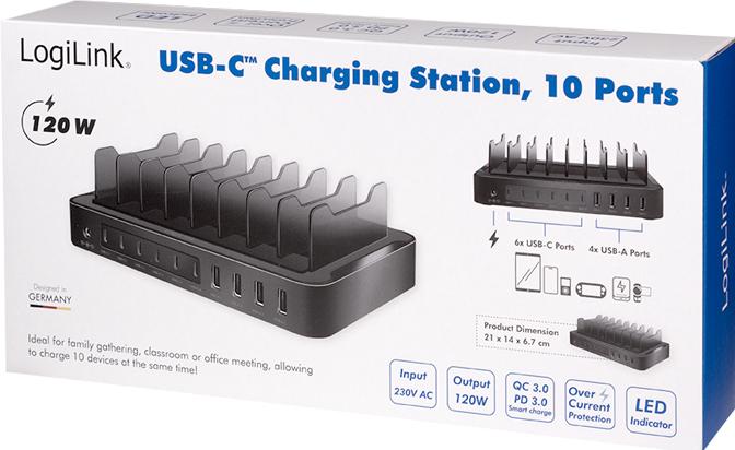 Produktbild LogiLink USB-C Ladestation (120 W)