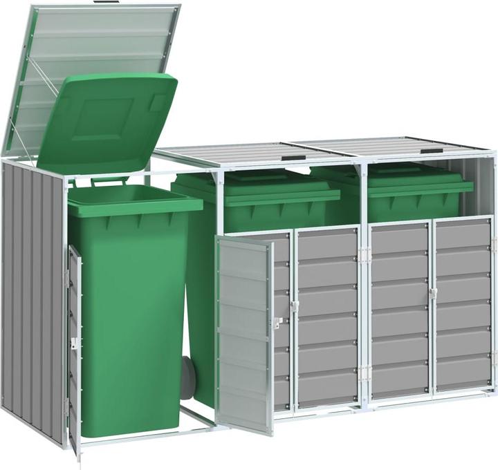 Image du produit vidaXL Abri pour poubelles 3 tonnes Gris 216x81x115 cm Acier