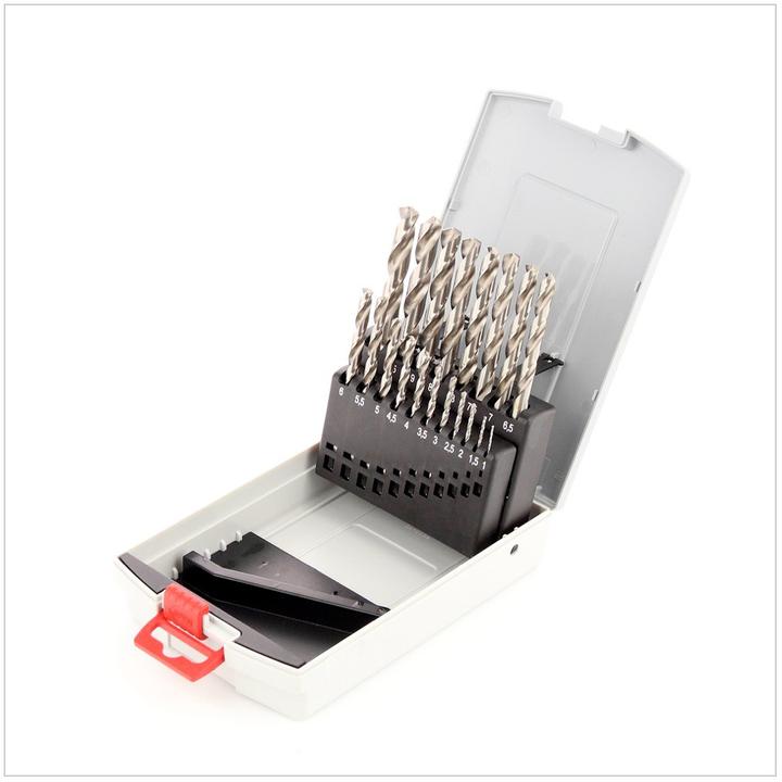 Actual product image Bosch Professional Zubehör PRO Metal HSS-G twist drill set, 19 pcs. (1 mm, 1.5 mm, 2 mm, 2.5 mm, 3 mm, 3.5 mm, 10 mm, 7 mm, 7.5 mm, 8 mm, 8.5 mm, 9 mm, 9.5 mm, 4 mm, 4.5 mm, 5 mm, 5.5 mm, 6 mm, 6.5 mm)