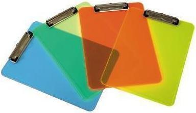Image du produit Maul Porte-bloc néon, DIN A4, plastique transparent-orange, plat, borne à clip nickelée (22,5 x 32 cm)