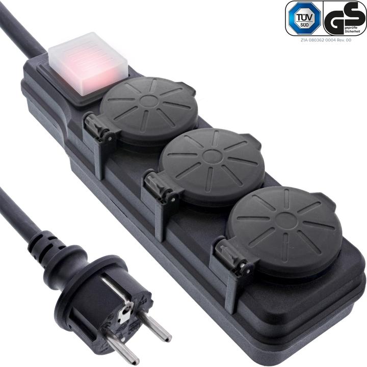 Actual product image InLine Outdoor socket strip (3 x, CEE 7/3, 10 m)
