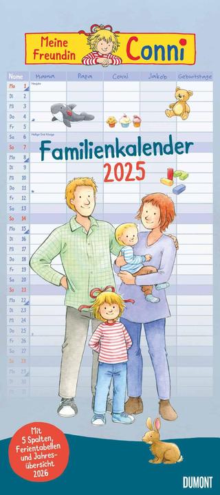 Actual product image Conni Family Calendar 2025 - Wall Calendar - Family Planner with 5 Columns - Size 22 x 49,5 cm
