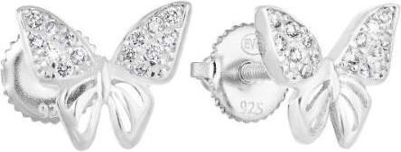 Evolution Group Silver earrings with zircons Butterfly 11311.1 (L)
