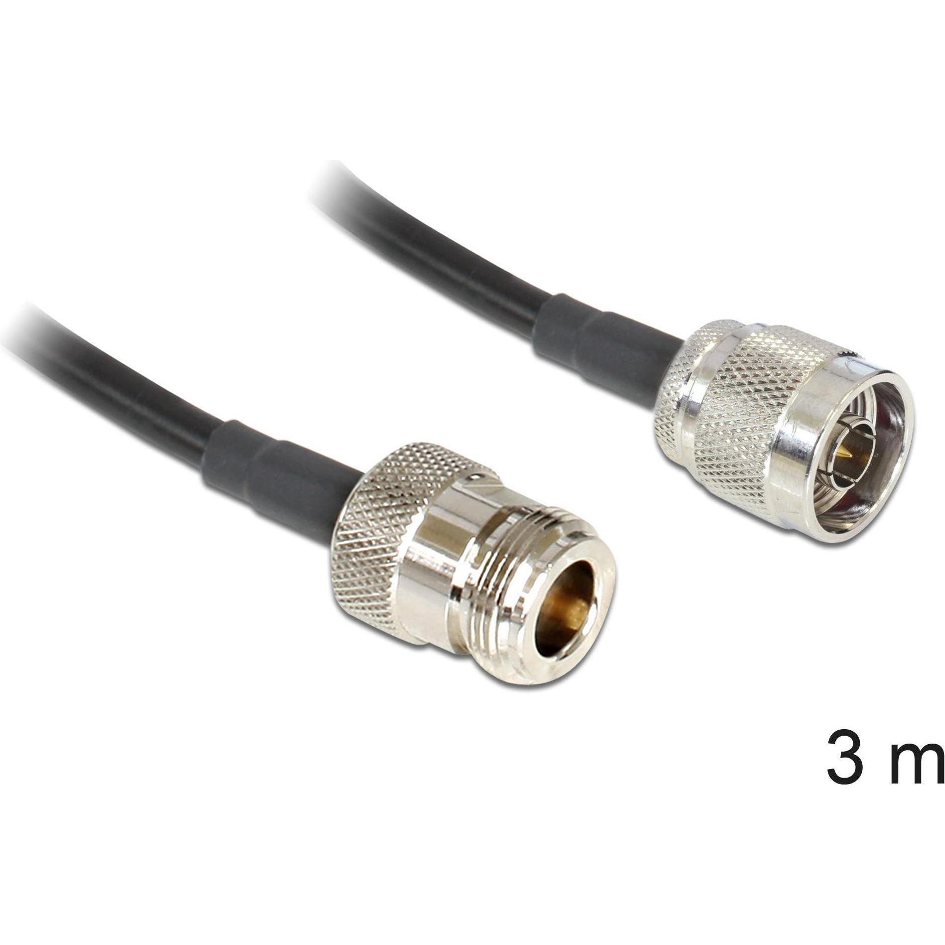 Delock N-Stecker zu N-Buchse, 3m (0.93 dB, Antennenkabel), Antennenkabel