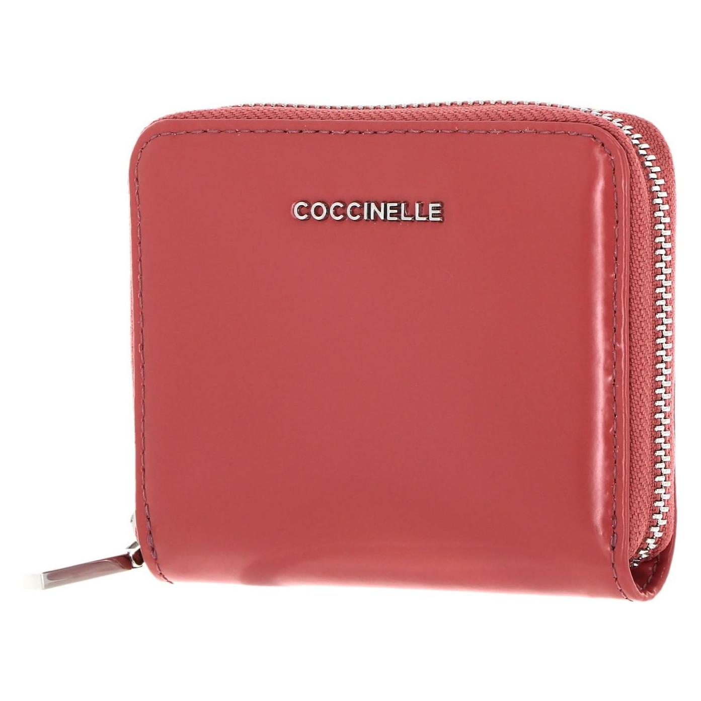Coccinelle, Damen, Portemonnaie, Metallic Shiny Leather Zip Around Wallet, Rosa