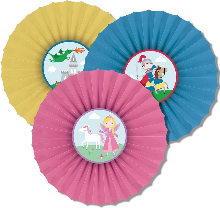 Actual product image Amscan Decorative fan knights and princesses 3-pcs.