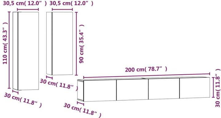 Produktbild vidaXL TV-Schrank-Set (100 x 30 x 30 cm)