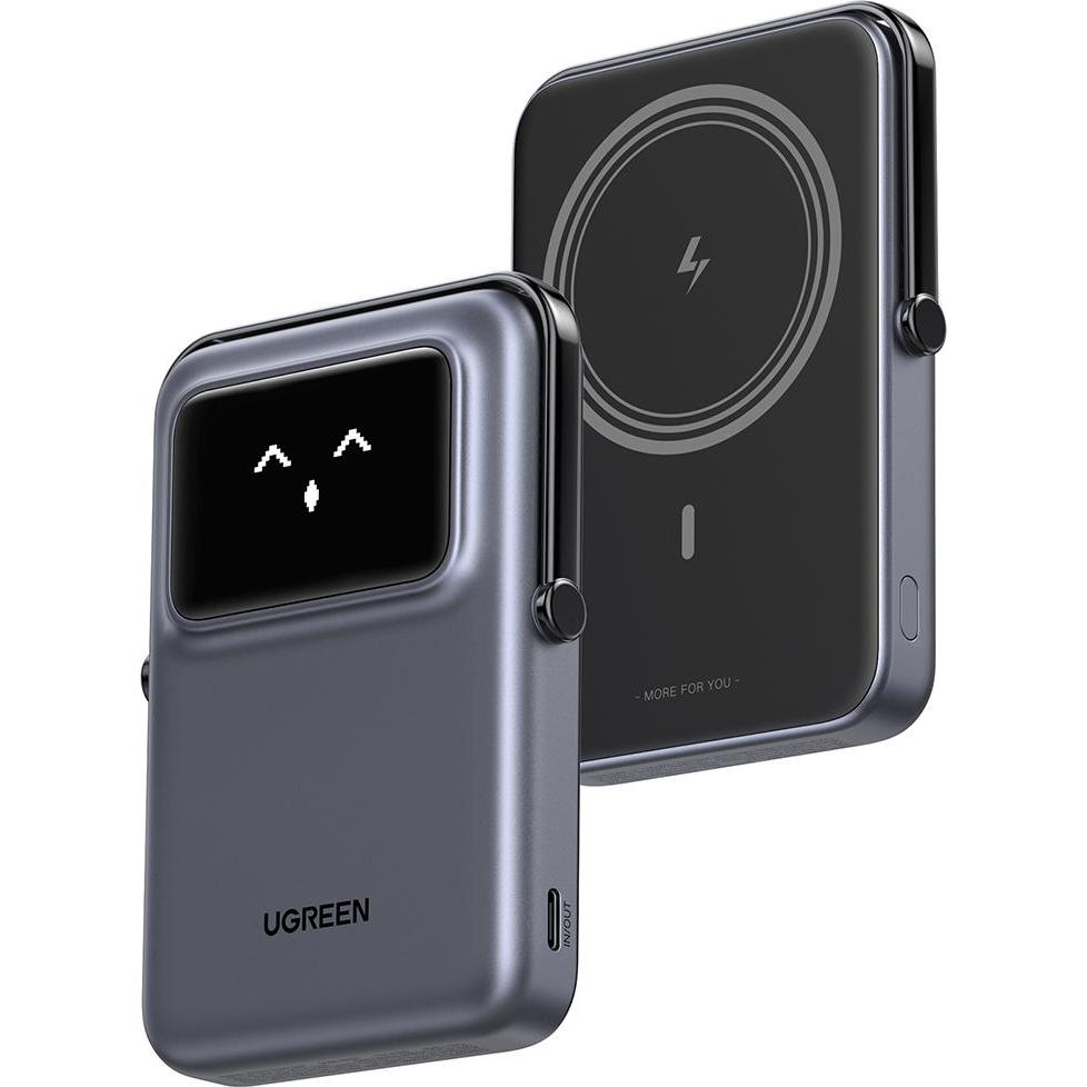 Ugreen Uno Magnetic Wireless Power Bank (10000 mAh, 20 W, 37 Wh), Powerbank, Grigio