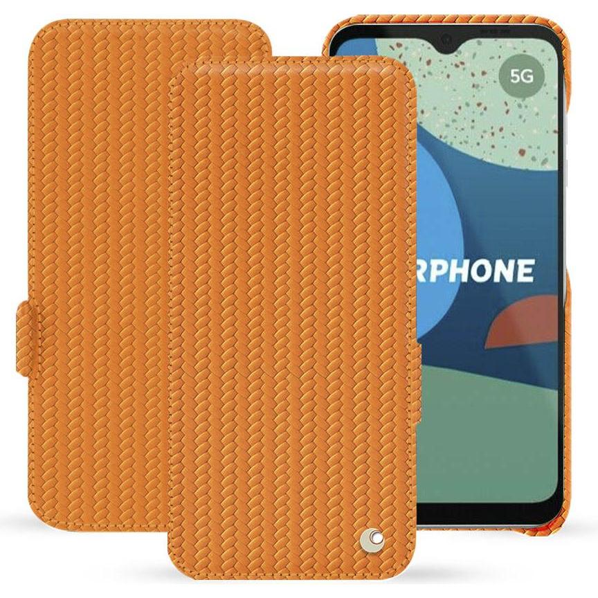 Noreve Lederschutzhülle horizontal (Fairphone 4), Smartphone Hülle, Orange