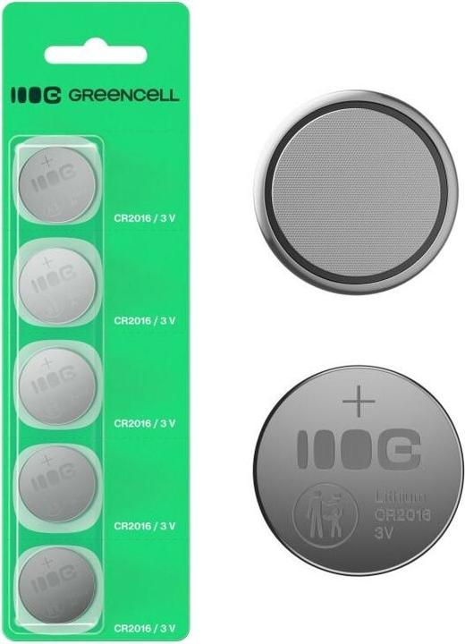 Actual product image GreenCell Charger Green cell Baterijas Green Cell Blister 5x Lithium Battery CR2016 (5 pcs., CR2016, 80 mAh)