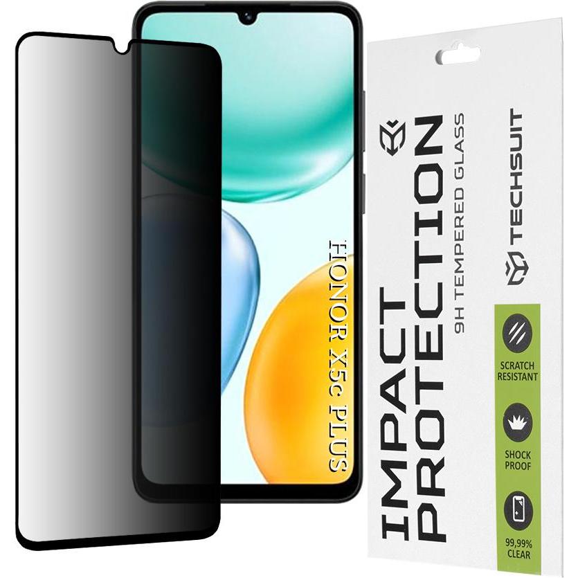 Techsuit - 111D Privacy Full Glue - Honor X5c Plus - Black (Honor 5C Pro), Pellicola protettiva smartphone, Nero