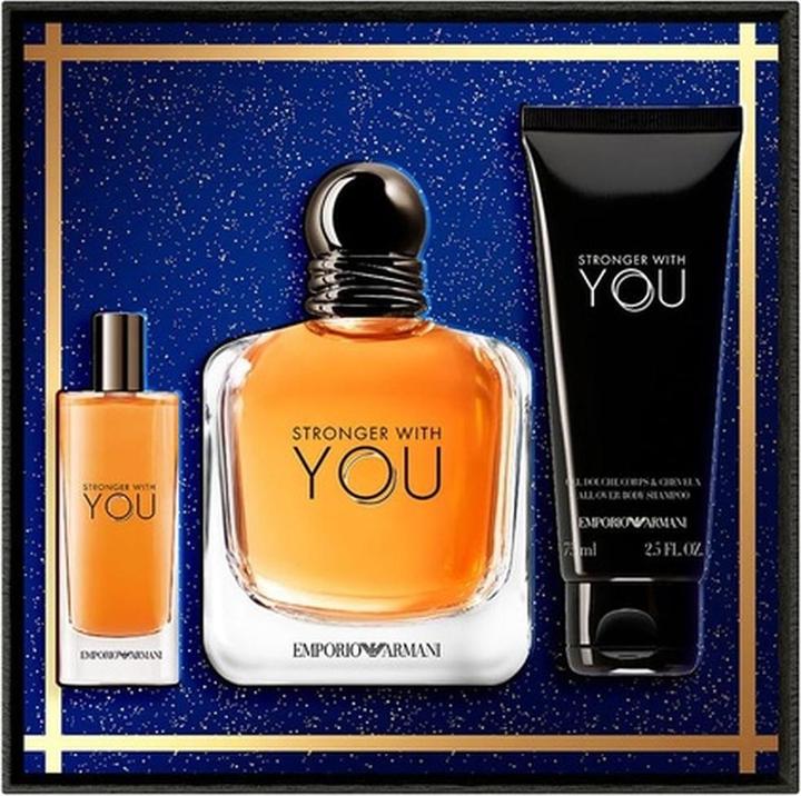 Produktbild Giorgio Armani Set Armani Stronger With You, Barbati, Eau De Toilette 100ml Gel De Dus 75ml Eau De Toilette 15ml (Parfum Set)