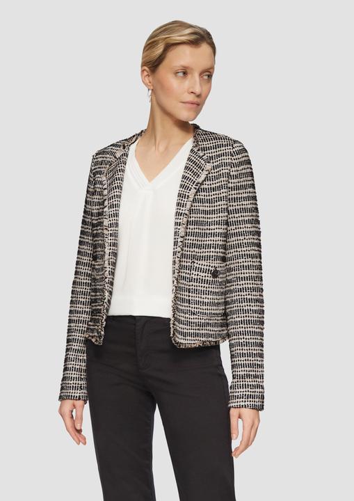 Actual product image S.Oliver Indoor-Jacke Kurze Jacke in Bouclé-Optik mit Fransenkante (38)