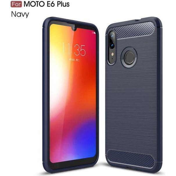 MU Style Carbon Fiber TPU Softcase Series (Motorola Moto E6 Plus), Smartphone Hülle, Blau