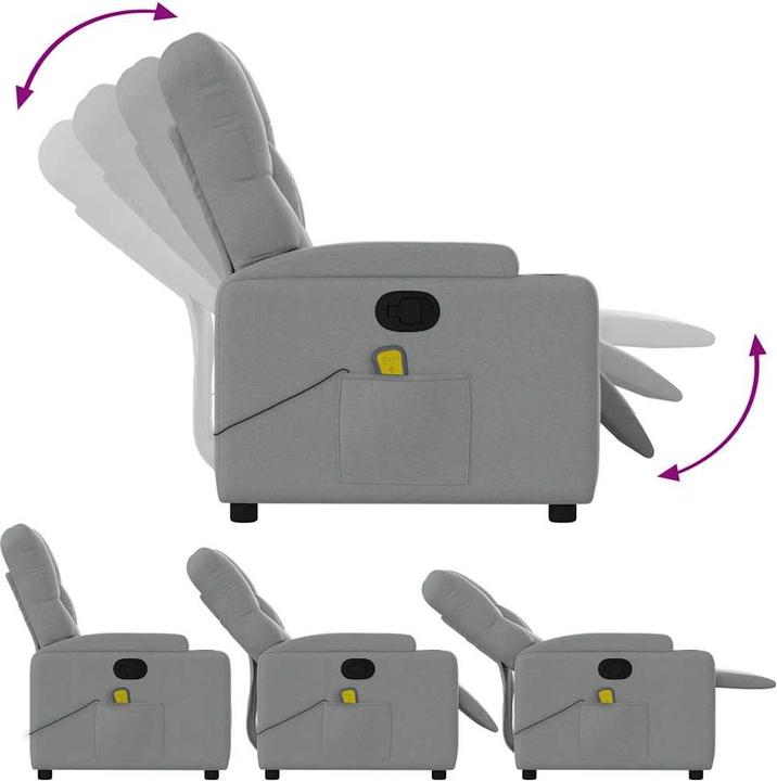 Immagine prodotto vidaXL Sedia da massaggio in tessuto grigio chiaro,Colore: Grigio chiaro,Materiale: Tessuto