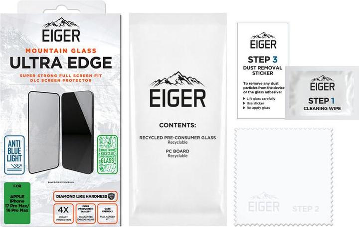 Produktbild Eiger Mountain Glass Ultra Edge (1 Stück, Apple iPhone 16 Pro Max, Apple iPhone 17 Pro Max)