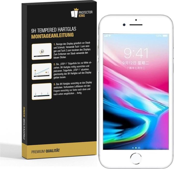 Produktbild Protectorking 3x echtes Tempered 9H Panzerhartglas 3D KLAR (3 Stk., Apple iPhone 8)