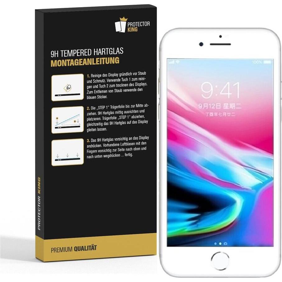 Thumbnail - Protectorking 4x echtes Tempered 9H Panzerhartglas 3D KLAR (4 Stück, Apple iPhone 8), Smartphone Schutzfolie