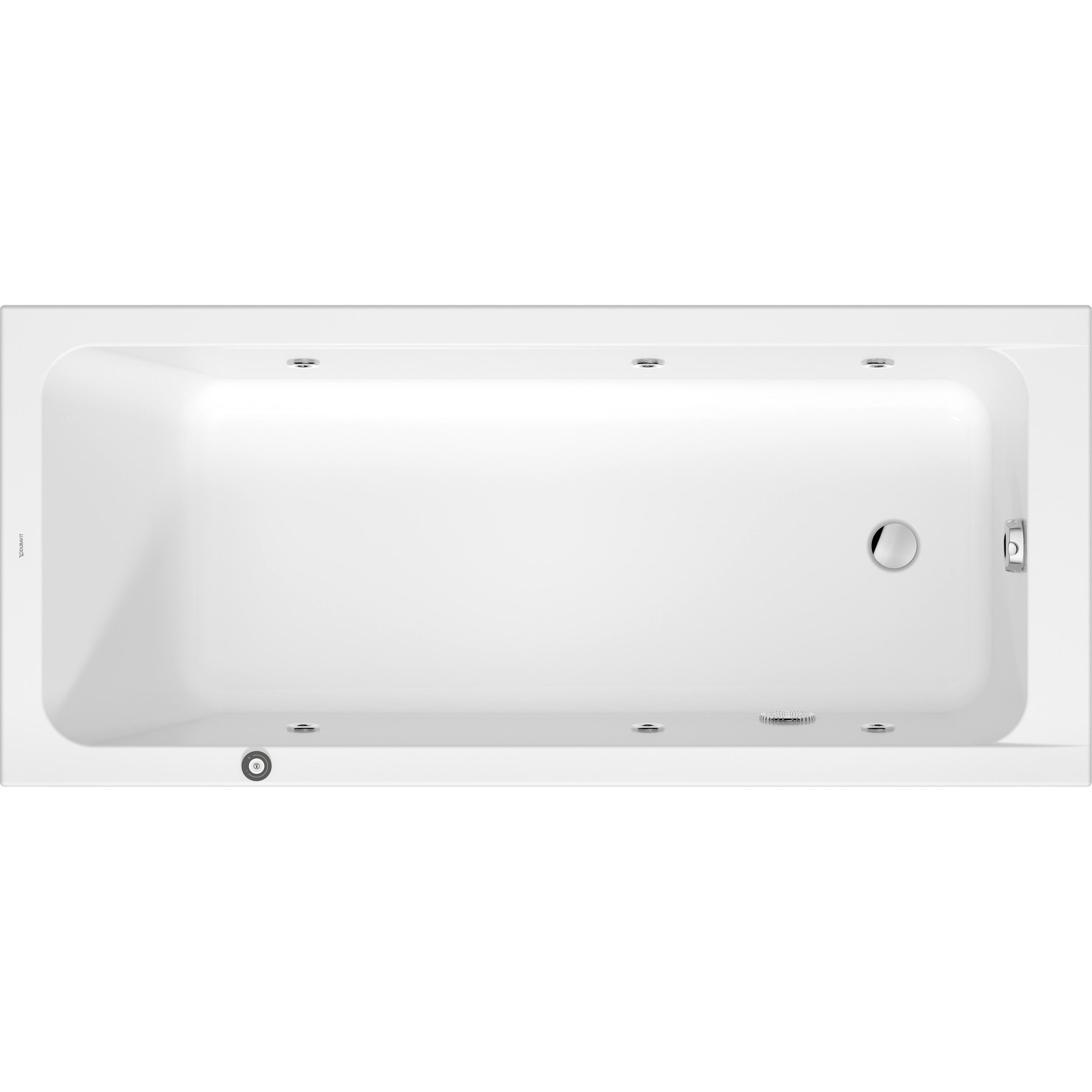 Duravit, Badewanne, D-Code Whirlwanne, 1750x750mm, 1 Rückenschräge, Jet Project, Rechteckig, Ablauf Fussende (230 l, 75 ...