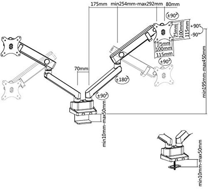 Actual product image Icy Box Monitor stand with desk mount for two monitors up to 32" (81 cm), IB-MS314-T (Table, 32")