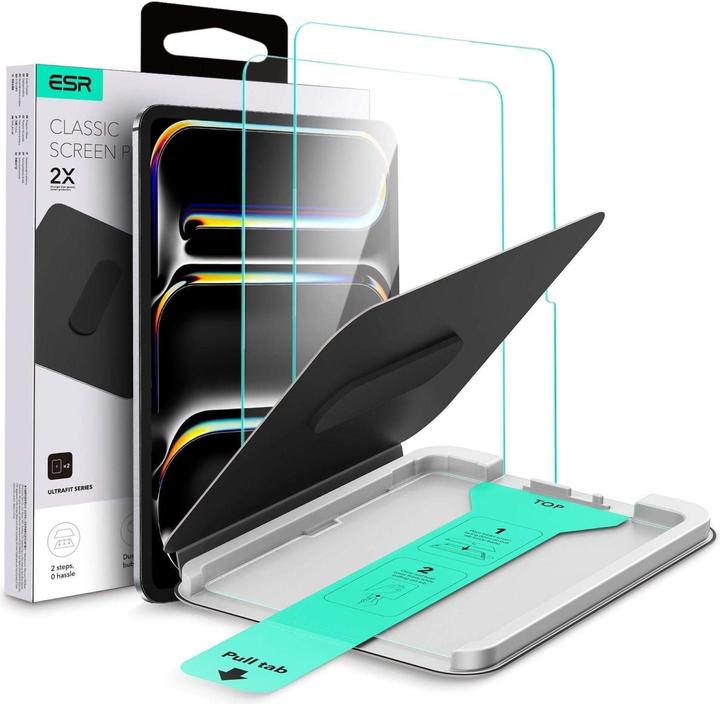 Image du produit ESR ULTRAFIT TEMPERED GLASS 2-PAKET FÜR IPAD PRO 13” 7 / 8 / 2024-2025 KLAR (2 pcs, Apple iPad Pro 13 2024, Apple iPad Pro 13 2025)