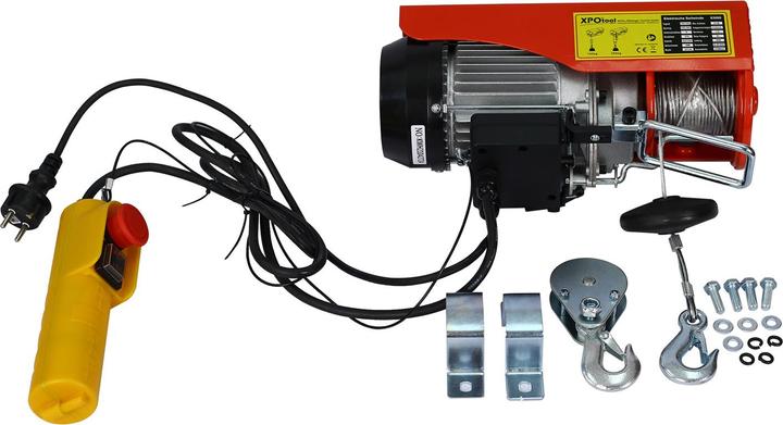 Immagine prodotto Wiltec Treuil électrique 480W Treuil motorisé 100/200kg max. Câble 12/6m Commande à une main