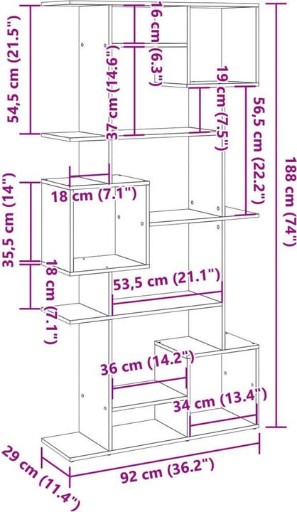 Immagine prodotto vidaXL Libreria Divisorio per la stanza Scaffale a muro Scaffale in piedi Divisorio per la stanza Scaffale (92 x 29 x 188 cm)