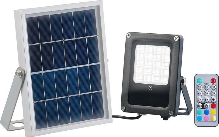 Image du produit Luminea Projecteur solaire à LED pour l'extérieur avec télécommande & minuterie (IP65)