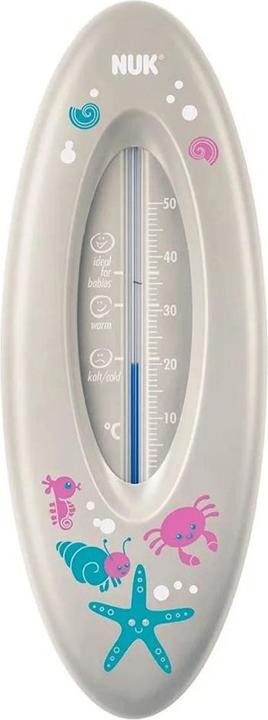 NUK Badethermometer, für sicheres Baden, natürliche Messflüssigkeit aus Rapsöl, grau
