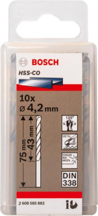 Produktbild Bosch Professional Zubehör PRO Stainless Steel HSS-Co Spiralbohrer, 4.2 x 43 x 75 mm (4.2 mm)
