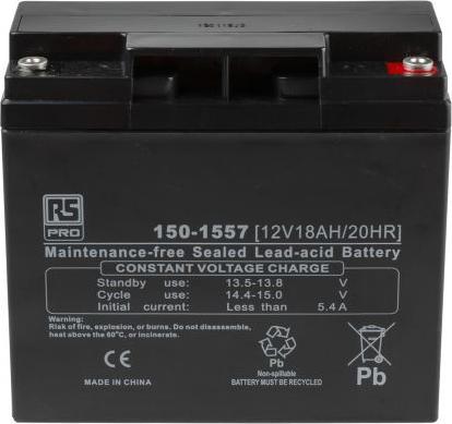 Actual product image RS PRO 12V17A Lead acid Flame retardant case (12 V, 18000 mAh)