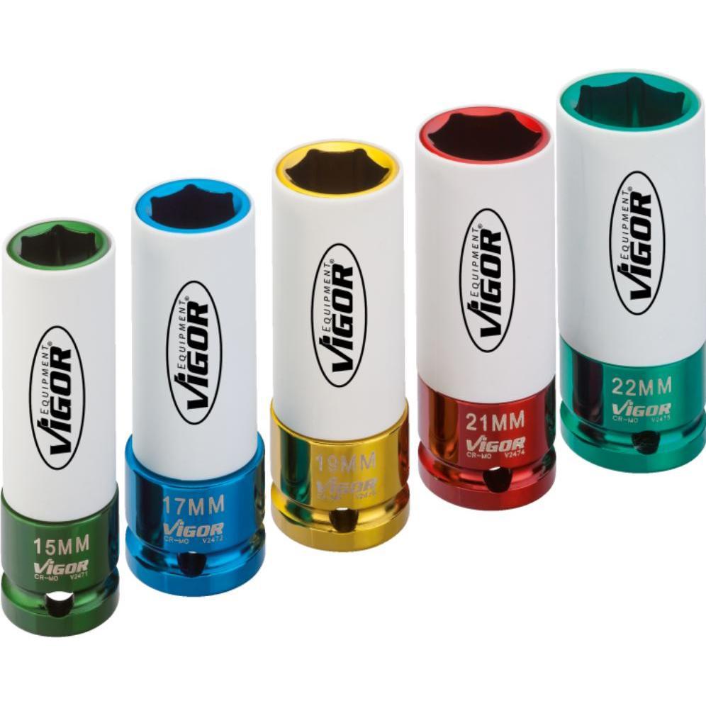 Thumbnail - Vigor, Steckschlüssel + Stecknuss, Schlagschrauber Steckschlüsseleinsatz Satz ∙ V2257 ∙ Vierkant12,5 mm (1/2 Zoll) ∙ Aus...
