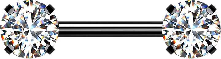 Immagine prodotto Star Piercing Campanile senza filo nero con cristallo incastonato d'argento (senza ottone, Acciaio chirurgico 316L)