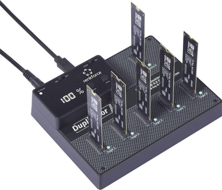 Actual product image Renkforce RF-6BDS-350 5fach Festplatten-Kopierstation M.2 SATA 6 Gb/s, USB-C®