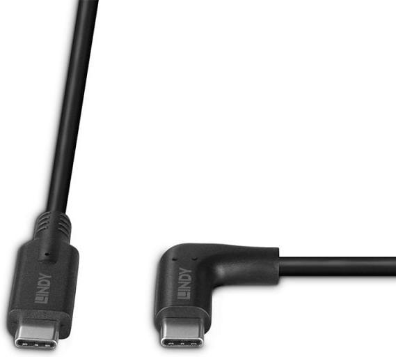 Produktbild Lindy 1m USB 3.2 Typ C Kabel 90° gewinkelt (32018) (1 m, 60 W)