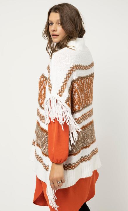 Produktbild Studio Untold Poncho, oversized, Ethnomuster, Fransen (54)