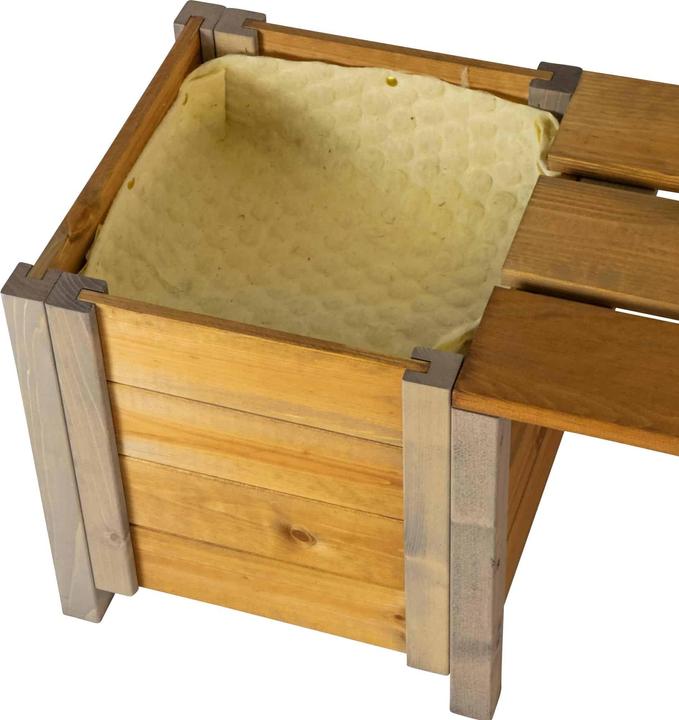 Immagine prodotto Dobar Panchina da giardino "Svenja" con fioriere e lana di pecora, grigio-marrone