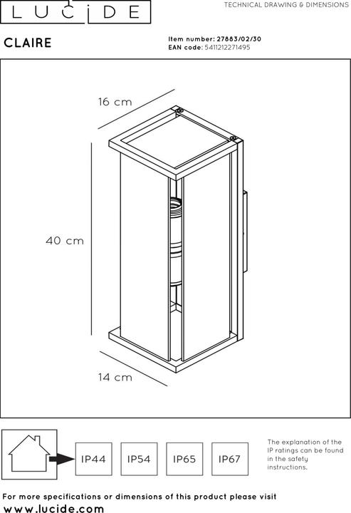 Produktbild Lucide Claire (E27, IP54)