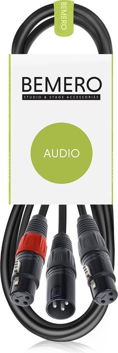 Bemero BAC4142-150BK Y-Adapterkabel 1x XLRm - 2x XLRf 1.5m schwarz (1.50 m, XLR Kabel)