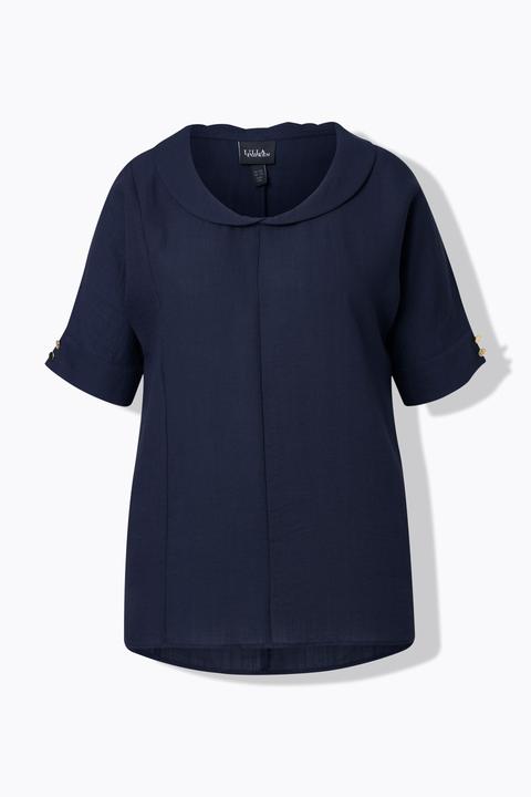 Produktbild Ulla Popken Bluse, Leinenoptik, Oversized, Tellerkragen, Halbarm (60)