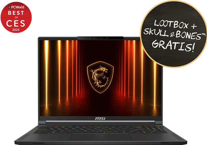 Image du produit MSI Stealth A16 AI+ A3XWHG-044 Ryzen AI 9 HX 370 32GB/2TB SSD 16" QHD+ RTX5070Ti Win11 (16", 2000 Go, 32 Go, DE, Marvell ARMADA 370)