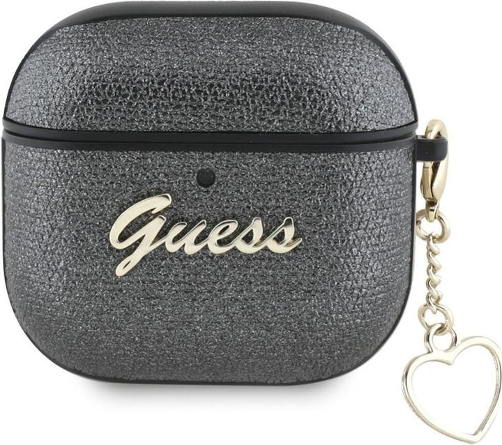 Actual product image Guess Metallic Script Charm Case for AirPods 4 - Black (Headphone bag)