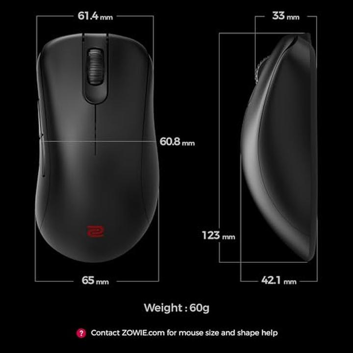 Actual product image BenQ Zowie EC2-DW (Medium) Wireless Mouse for Esports - Gaming Mus - Optisk - 7 knapper - Sort (Wireless)