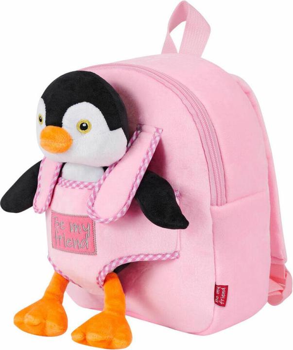Actual product image Perletti Peggie Penguin reversible rucksack with plush toy 27cm